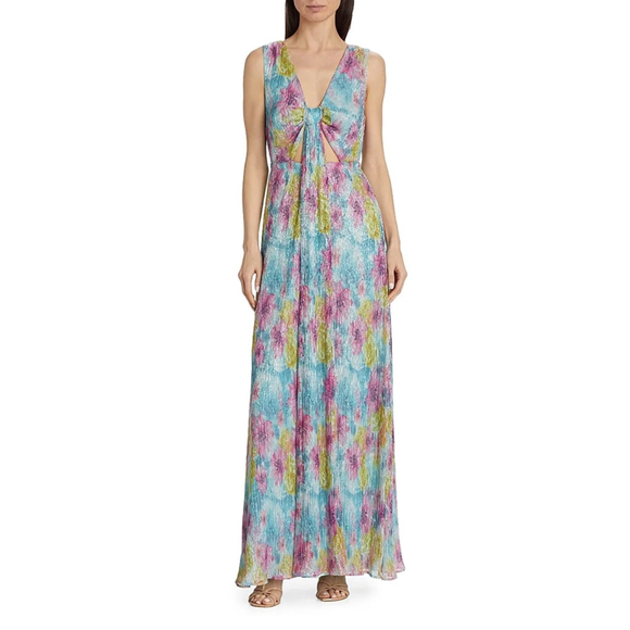 Women's Ramy Brook Mila Floral Cutout Maxi Dress in Blue Pink Size 2